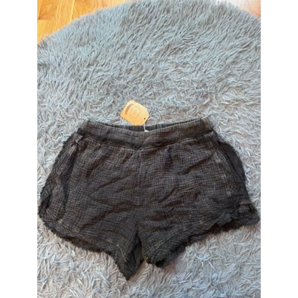Kori America Washed Black Gauze Cotton Shorts Size M NWT